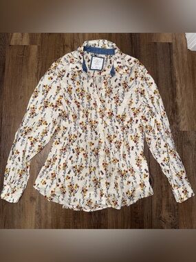 Vintage Style & Co. Button-Front Floral 100% Cotton Blouse